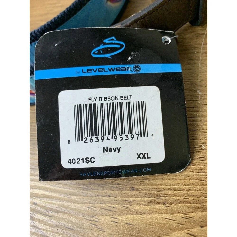 Savlen Fly Fishing Ribbon Belt Golf Pickleball Preppy Level Wear Cotton/Leather